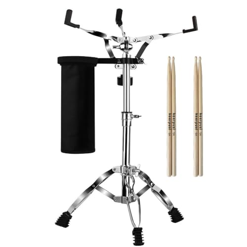 Keerpusi Snare Drum Stand with Drum Sticks Holder And two drumsticks, Double Braced Tripod Snare Stand for 10 to 14 Inch Snare Drum Pad, Snare Drum Beginners, Adjustable Height 14.5 to 23 Inches