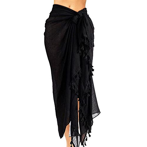 MeeQee Mujeres Pareos De Playa Sarongs Bufanda Mujer Chal Multifuncional Con Sexy Borla Traje De Baño Falda Vestido Bikini Para Mujeres