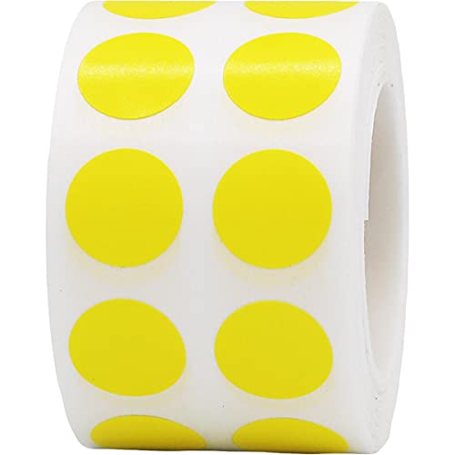 Hot Yellow Color Coding Labels for Organizing Inventory 0.50 Inch Round Circle Dots 1,000 Total Adhesive Stickers On A Roll