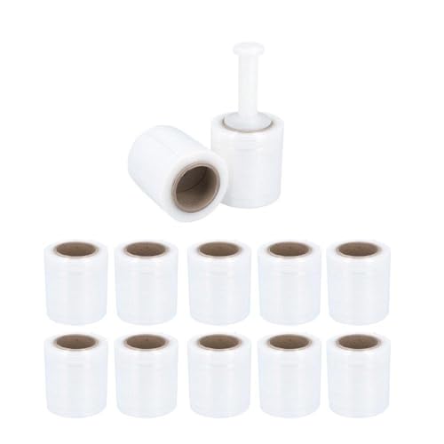 Mini Stretch Wrap for Packing with Handles, 12 Pack, 5 Inch x 1000 Feet, Durable Clear Plastic wrap for Moving, Packing wrap Plastic roll Also a Furniture Wrap