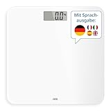 ADE Sprechende Personenwaage digital Deutsch | bis 250kg | Körperwaage mit Sprachausgabe in 5 Sprachen | sehr großes Display | ideal für Blinde, Sehbehinderte und Senioren