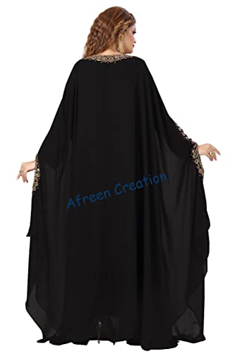 Adiba Creation Sale New Moroccan Dubai Kaftans Farasha Abaya Caftan Long Gown Eid Ramada Dress Party Wear Formal Wear (Black, Large) #TOP4