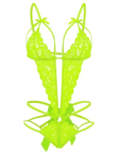 Image of Donnalla Women's Deep V Lace Teddy One Piece Lingerie Cutout Strappy Lingerie
