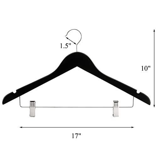 Tosnail 12-Pack Wooden Pants Hangers, Wooden Suit Hangers With Steel Clips And Hooks, Natural Solid Wood Collection Skirt Hangers, Standard Clothes Hangers - Black #TOP1