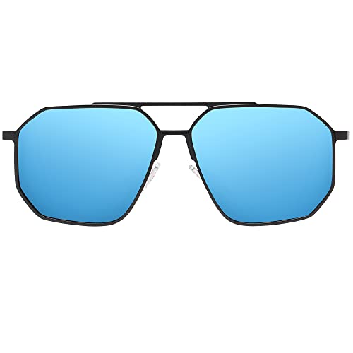 DUCO Classic Square Sunglasses for Men Women Retro Polarized Sun Glasses Oversized Vintage Metal Frame Trendy Shades DC3032