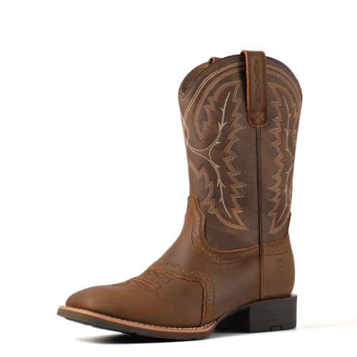 SUREWAY Western Boots For Men - Mens Square Toe Cowboy Boot, Oil/Slip Resistant, Durable Fashionable Classic Pull on 10 Inch Mid-Calf Wellington Boots