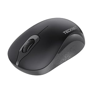 TECKNET Kabellose Maus, Leise Funkmaus 2, 4 GHz mit USB-Empfänger, 24 Monate Akkulaufzei, 1600 DPI, Für Links- und Rechtshänder, PC Maus Kabellos für Laptops, Windows, macOS, Chromeos, Linux, Grau