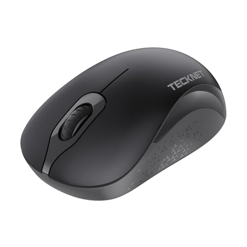 TECKNET Kabellose Maus, Leise Funkmaus 2,4 GHz mit USB-Empfänger, 24 Monate Akkulaufzei, 1600 DPI, Für Links- und Rechtshänder, PC Maus Kabellos für Laptops, Windows, macOS, Chromeos, Linux, Grau