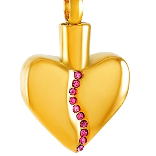 Urne crémation coeur brisé en acier inoxydable et cristal étincelant