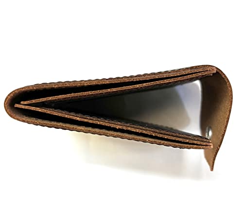 Mens Rustic Snap Card Case Bifold Wallet - Distressed Brown4