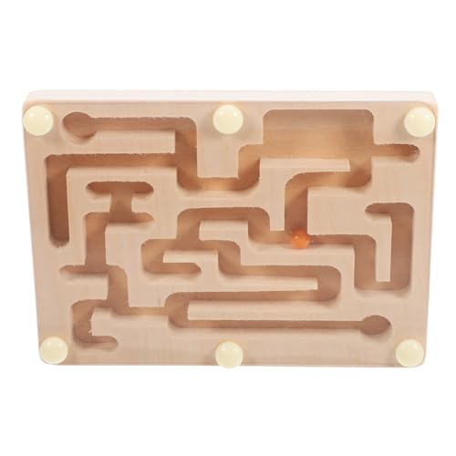 UPKOCH Wooden Labyrinth Board Game, Marble Maze with Two Metal Balls, Brain Teaser Puzzle for Kids, Teens, and Adults, Montessori Educational Toy for Sensory and Cognitive Development, 14.2x10.3cm