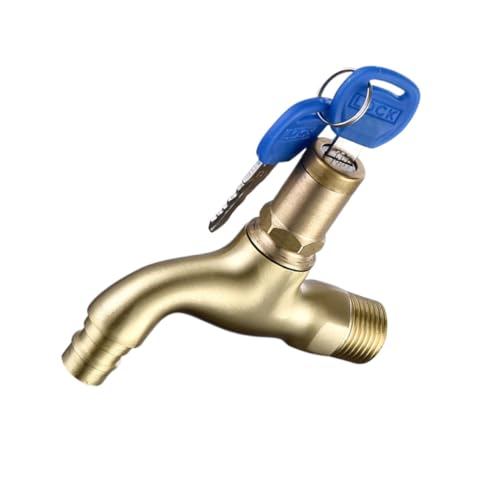 SOLUSTRE Grifo de Agua de Cobre Dorado con Llave Antirrobo y Instalación Simplificada para Lavabo o Cocina, Diseño Resistente y Funcional