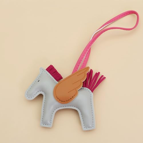 JINZHOUFZ Angel Pegasus bag hanging ornaments, cute Internet red pony pendant car keychain bag hanging ornaments ladies charm (Grey)