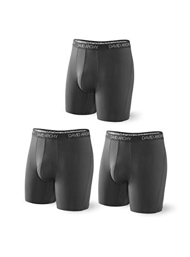 DAVID ARCHY 3 Pack Men's Ultra Soft Quick Dry Sports Underwear Breathable Boxer Briefs (S, Dark Gray)