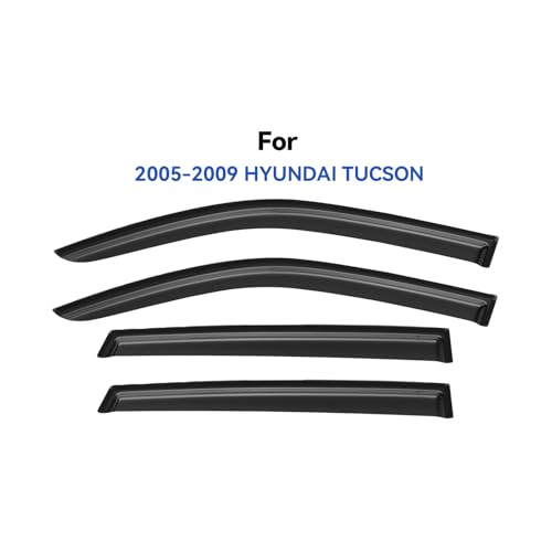 Image of Window Visors Rain Guards for 2005-2009 Hyundai Tucson, Out-Channel Window Vent Wind Deflectors Visors Shades for 05-09 Tucson