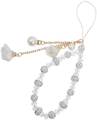 Hemobllo Cell Phone Strap Charm Rhinestone Beaded Phone Straps Crystal Flower Pendant Charm Phone Lanyard Phone Accessories for Backpack Smart Phone Camera Purse (Random Color)