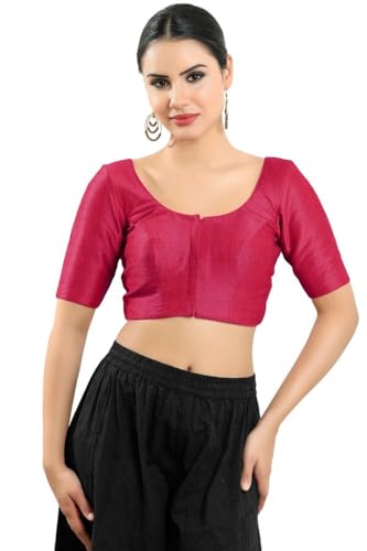 Image of Vamas Women's Silk Padded Self Design Half Sleeve Readymade Saree Blouse (X-766.N)