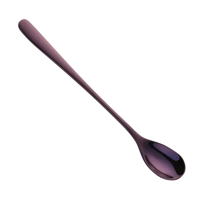 10PC 18/10 In Acciaio Inox Manico Lungo Cucchiaio di Ghiaccio 9 Colori Arcobaleno Stoviglie per Caffè & Tè Gelato Dessert Mescolando Cucchiai Scoop viola