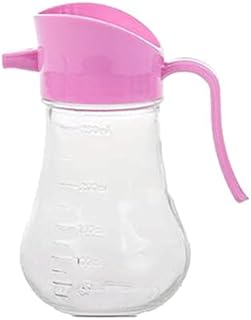 WIN&JLCZ Kuchnia szczelna szklana puszka na olej, plastikowa puszka na olej kuchenny, butelka na sos sojowy, garnek do octu, pojemnik do przechowywania przypraw, przenośna puszka na olej 250 ml, antypoślizgowy uchwyt kuchenny