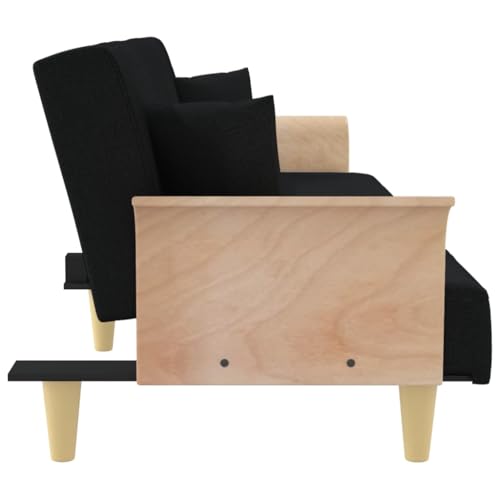 Sofá cama con reposabrazos negro de 224 cm para salón con respaldo ajustable 6