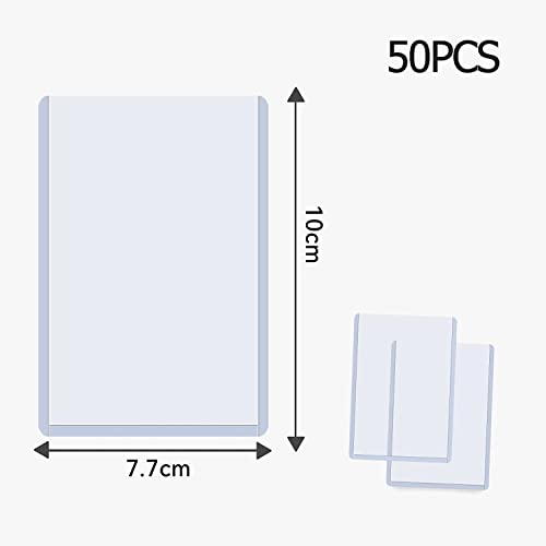 JZS Hard Plastic Card Sleeves Top Loaders for Trading and Sports Cards, Protective Holder for Cards Smaller Than 9.8 x 7.5cm, 50pcs
