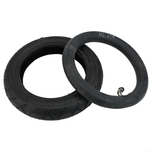 Lot de pneus et chambre à air de 8 pouces - 8 x 1,50 - Pour tricycle et poussette - Pneu robuste en caoutchouc noir - Tube extérieur et intérieur léger pour un montage facile - Parfait pour