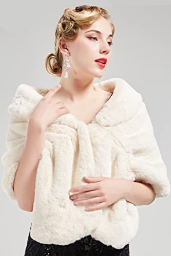 Babeyond Womens Faux Fur Collar Shawl Faux Fur Scarf Wrap Evening Cape For Winter Coat #TOP1