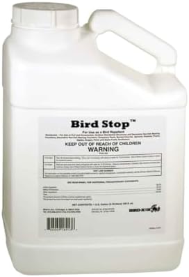 Bird-X Bird Stop Liquid, Invisible and Effective Bird Removal Liquid, Keep Birds Away, Contains Methyl Anthranilate, Easy to Apply, BS-GAL, 1-Gallon