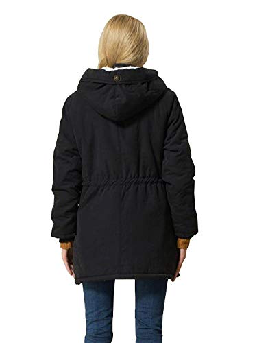Eleter Women's Winter Warm Coat Hoodie Parkas Overcoat Fleece Outwear Jacket With Drawstring (3X-Large, Black) #TOP4