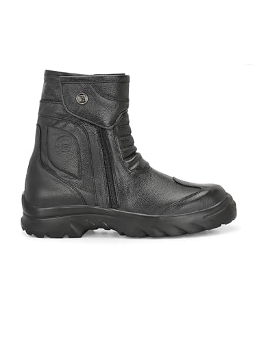 Image of Eego Italy Rider Goat, Water Resistant Biker boot /Motorcycle riding boot, real leather upper, steel toe protection, padded in socks, 3M Reflectors ankle protection - RIDERGOAT-BLACK-6