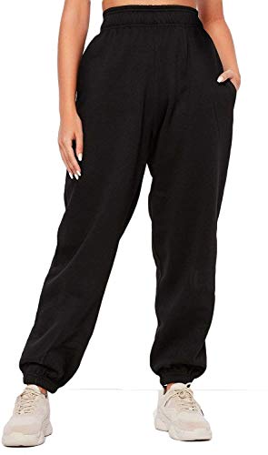 Women's Casual Sweatpants, High Waist Workout Jogger Pants Baggy Trousers, Running Jogging Harem Pants Active Lounge Trousers (Black, X-Large)