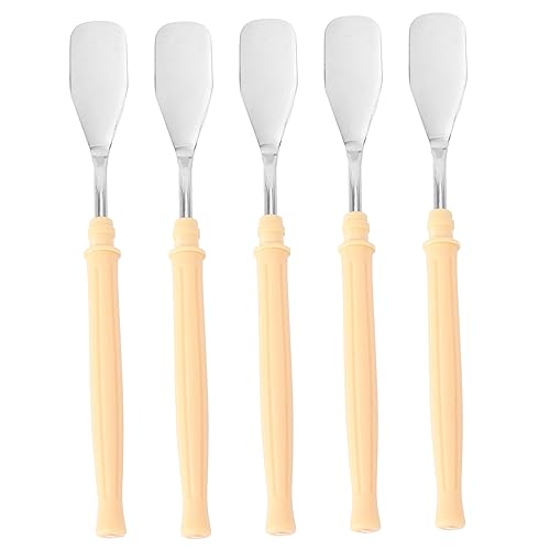 LALAFINA 2sets Oil Painting Palette Scraper Knife Multi-function Pigment Mixing Tool Ergonomic Design 5pcs*2