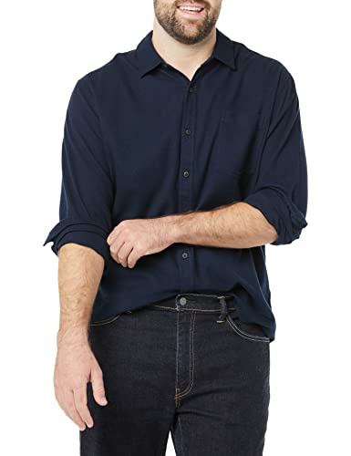 Image of Amazon Essentials Men's Regular Fit Long-Sleeve Flannel Shirt, Soft Brushed Cotton, Lightweight yet Warm