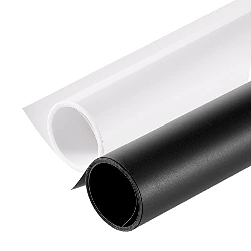 Lot de 2 toiles de fond en PVC étanche pour photographie en studio photo, vidéo, publicités, streaming, bijoux, cosmétiques, photos mortes - Noir et blanc - 60 x 130 cm Cover