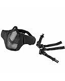 OneTigris 6" Tactical Foldable Half Face Mask Protective Mesh Mask for Airsoft Paintball CS with Adjustable and Elastic Belt Strap(Black), One Size