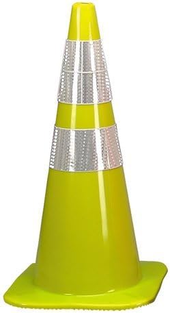 Lime Green 28 Traffic Cone w/ Reflective Collar by Cortina Safety