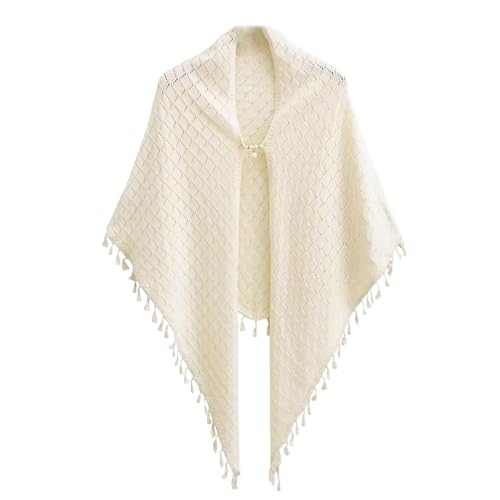 Fringed Knit Shawl Vintage Crochet Lace Scarf Cape Chinese Cheongsam Shoulder Wraps