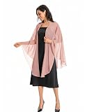 Baoqiya Chiffon Shawls and Wraps Wedding Party Shawl Scarf for Women Bridal Evening Dress on Special Occasion Dresses (Blush)