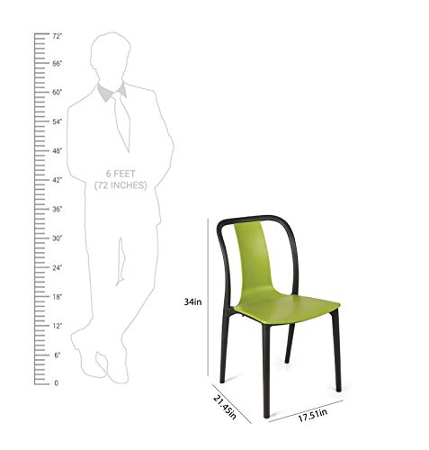 Image of Cello Cheer Chair Set Pack of 2 - Green, Black | Strong and Durable | Easy to Clean | Chair for Living Room, Bed Room, Kitchen, Office Room, Outdoor | 3 Years Warranty
