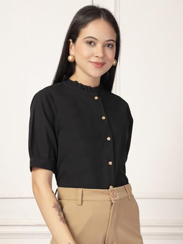 Image of Style Quotient Women Solid Beige Regular Fit Flex Formal Shirt