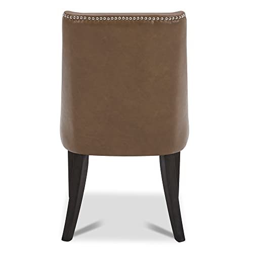 Chita Farmhouse Dining Chairs With Nailhead Trim, Faux Leather High Back Upholstered Chairs, Dining Room Chairs Set Of 2,Saddle Brown #TOP3
