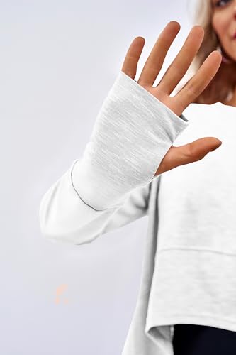 Aurgelmir Womens Long Sleeve Tops Crop Workout Athletic T-Shirts for Women Cropped Tee Loose Fit Casual Sweatshirts White — view 6
