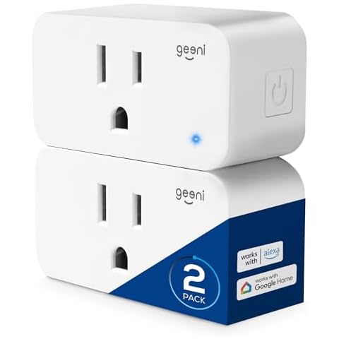 Geeni Smart Plug Mini 15A WiFi Outlet 2-Pack, Compatible with Alexa Google Home, No Hub Required, App Remote Control, UL Certified White Cover