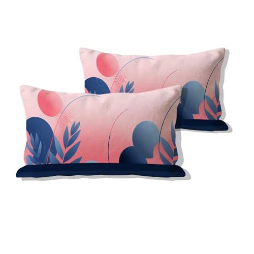 Housse de coussin extérieure imperméable anti tache rose usine rectangle 50x90 - 2
