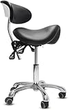 LIMKOMES Saddle Stool with Wheels,3-Way Function Rolling Stool with Back Support,Ergonomic Stool Saddle Stool for Hair Stylist for Dentist Salon Tattoo(Black)