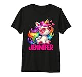 Jennifer Nom personnalis� Licorne Color�e Femmes Filles T-Shirt Haut de Gamme