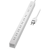 エレコム 電源タップ 雷ガード 10個口 1m ほこりシャッター 【 固定 ・吊下可能な回転パーツ付き】 ホワイト ECT-0101WH