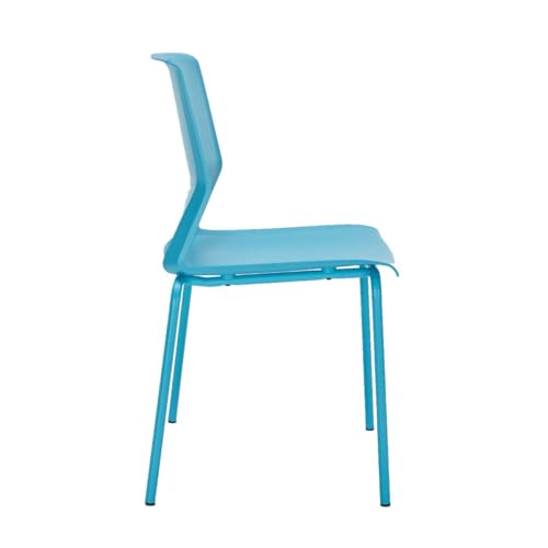 Image of Stackable Chairs Set of 4, Office Waiting Room Chair Plastic Seat, Blue Stacking Chairs with Sturdy Metal Legs, Guest Chair for Conference Rooms, Churches, Living Rooms, Classrooms(Blue).