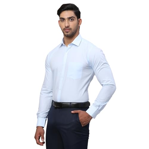 Image of Park Avenue Men Slim Fit Solid Pattern Polycotton Blend Semi Cutaway Collar Full Sleeve Formal Shirt