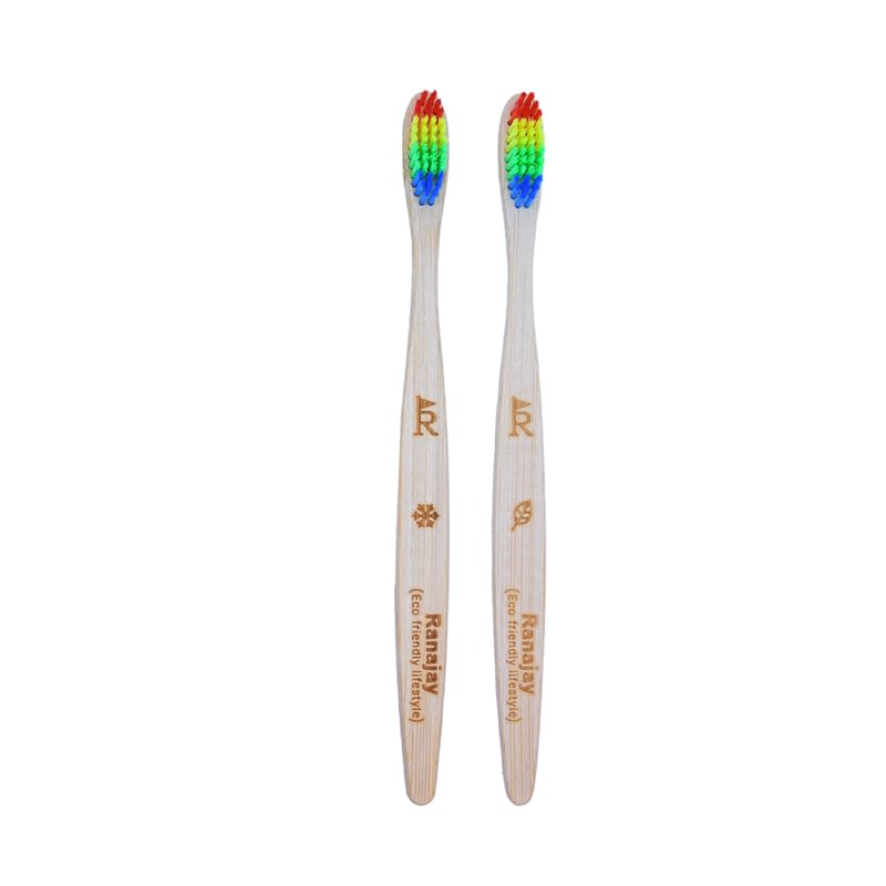RANAJAY Natural Bamboo Toothbrush for Adults/Kids with S-Curved Handle & Rainbow Bristles | For Fungus Protection, Teeth Whitening | Eco-friendly Bpa Free, Compostable Handle - Pack of 2 (B0D9TM65NZ) Amazon Price History, Amazon Price Tracker